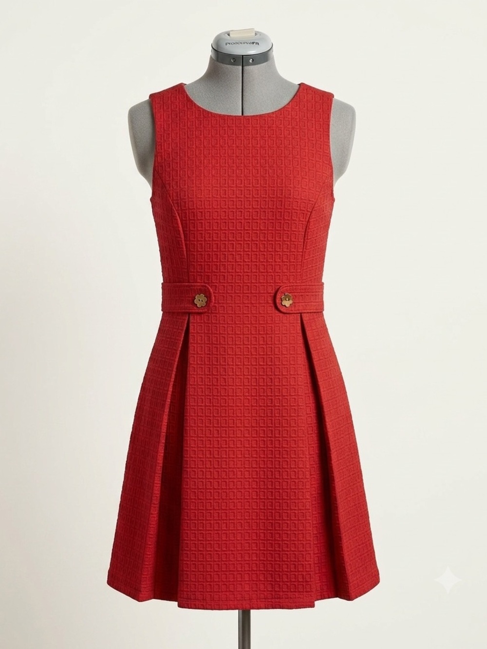 Modcloth Red Textured Sleeveless Fit-and-Flare Dress